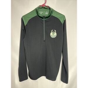 Men's Milwaukee Bucks ANTIGUA 3/4 Zip Long-Sleeve Green Shirt Size Medium